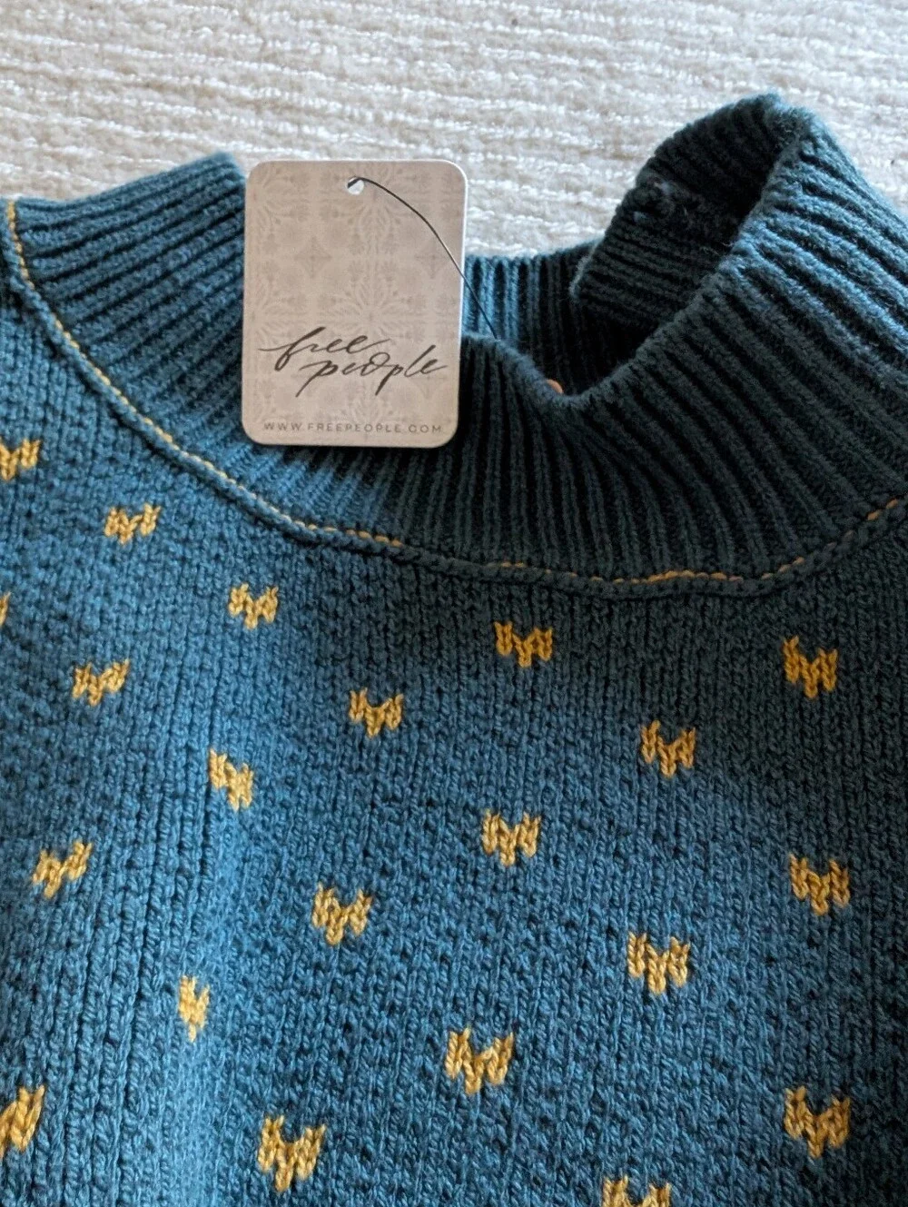 NWT Free People Easy Street Pattern Crop Sweater Balsam S